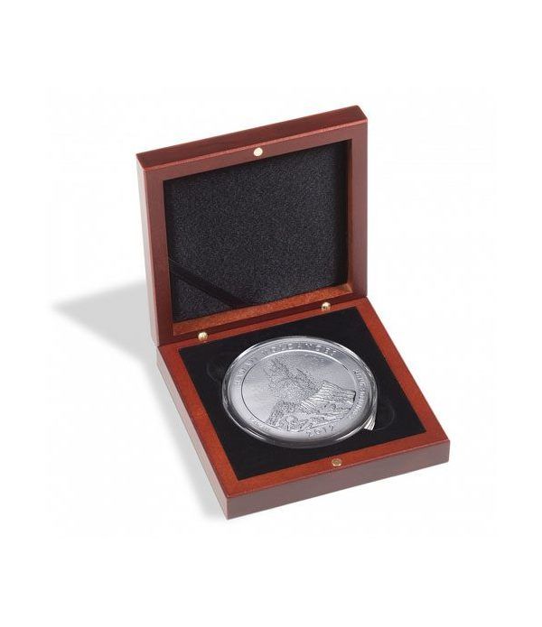 Écrin à Monnaie Leuchtturm VOLTERRA - Pour Capsule CAPS XL 53-101 Mm, Imitation Bois Acajou