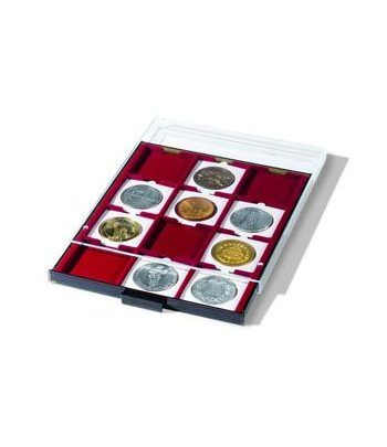 LEUCHTTURM Bandeja MB para 12 QUADRUM XL. Granate. Bandeja Monedas - 2
